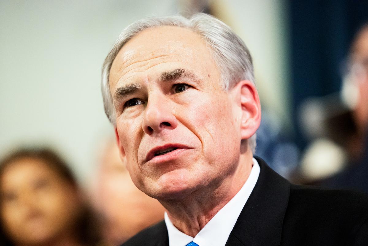 Gov. Greg Abbott answers questions from the press after signing eight bills during a public safety bill signing session at the state Capitol in Austin on June 6, 2023.