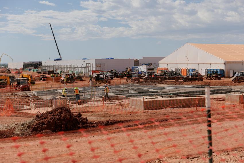 Data center buildings are under construction during a tour of the OpenAI data center in Abilene, Texas, U.S., September 23, 2025. A total of eight data center buildings are planned to exist on the campus.