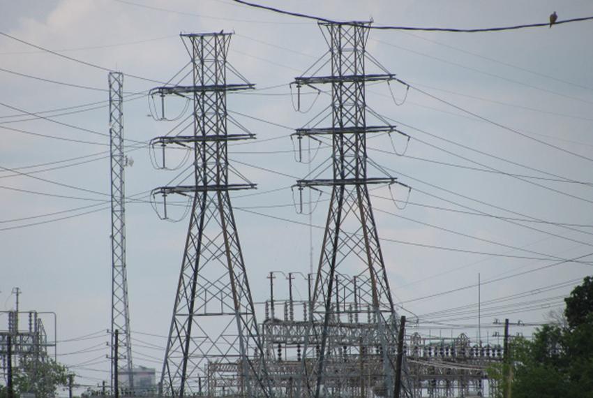 Electricity transmission lines in Houston.