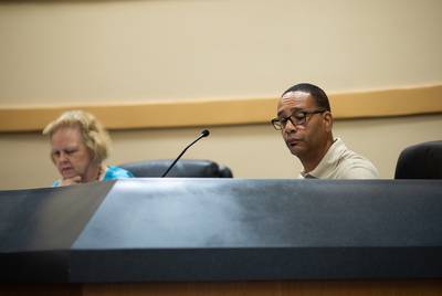 Ted Beard, pictured at an August board meeting, has served on the Longview ISD school board since 1998.