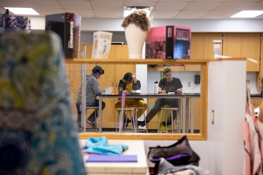 AUSTIN, TEXAS - July 23, 2025: Austin Voices for Education and Youth, hosts a summer camp at the Dobie Middle School for students that attend the three Austin ISD schools at risk of closure. Ilana Panich-Linsman for The Texas Tribune