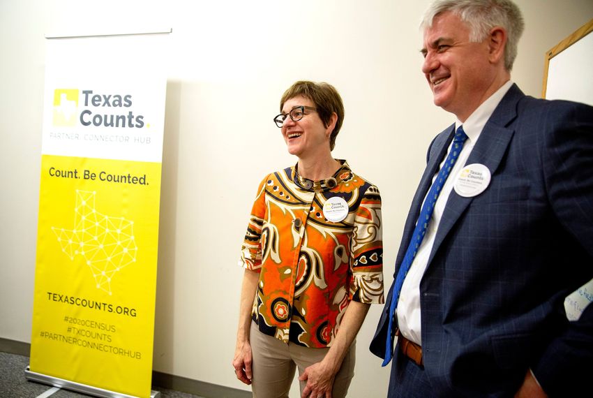Center for Public Policy Priorities CEO Ann Beeson and Educate Texas Executive Director John Fitzpatrick helped to launch Texas Counts, a coalition to encourage census participation, Wednesday in Austin.