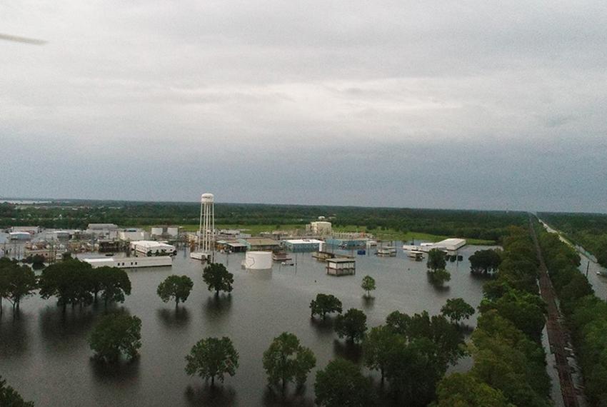 Aerial view of the Arkema chemical plant in Crosby, Texas.