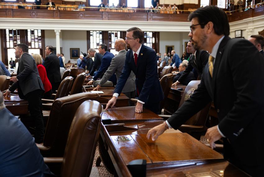 Attendance is taken on the floor of the Texas House on Aug. 18, 2025, two weeks after democrats walked out during the middle of the special session.
