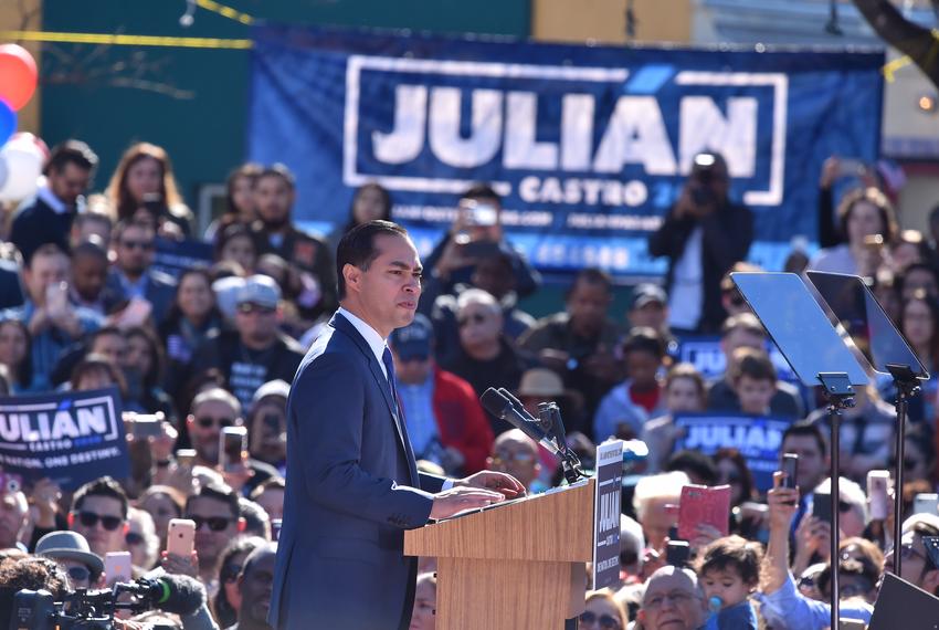 Former Housing and Urban Development Secretary Julián Castro announces his 2020 bid for president in San Antonio on Jan. 12, 2019. Castro served as mayor of San Antonio from 2009 to 2014.