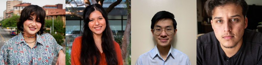 A photo collage of our incoming Spring 2022 Fellows. From left: Emily Hernandez, Isabel Herrera, Eric Lau, and José Luis Martínez.