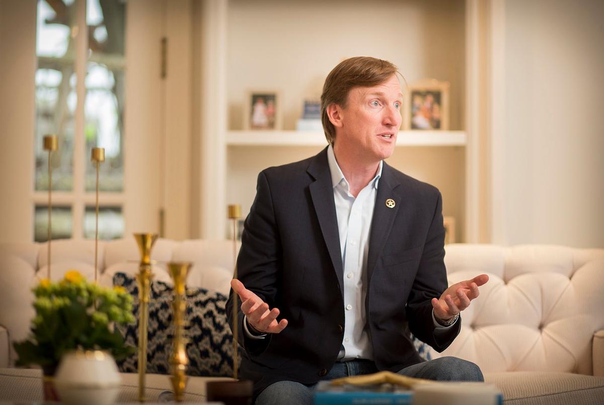 Then-Democratic candidate for governor Andrew White is interviewed in his home in Houston on Friday, April 20, 2018.