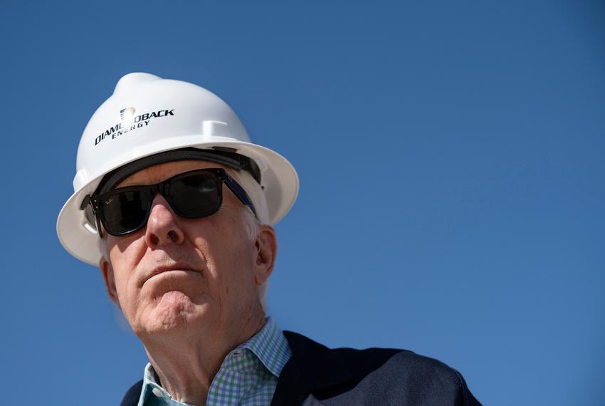U.S. Sen. John Cornyn takes part in a tour of a well site in Midland on March 18, 2025.
