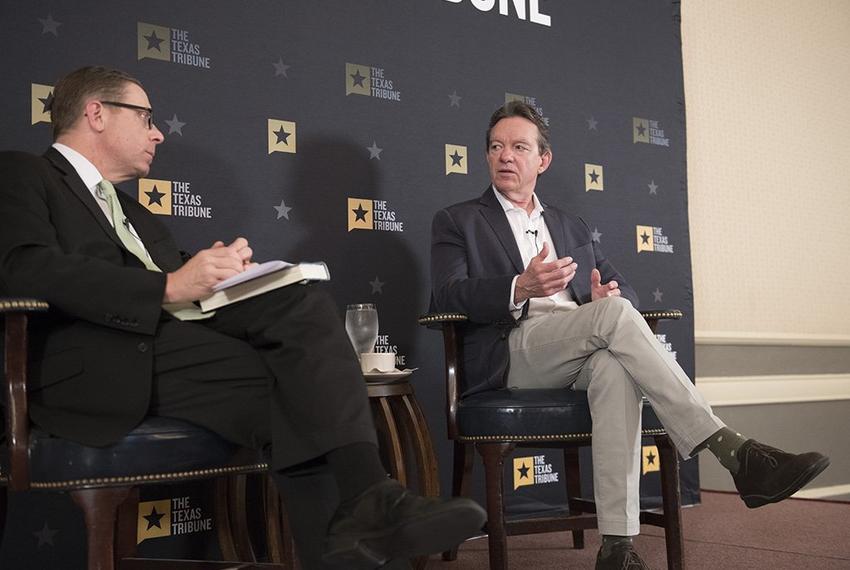 Lawrence Wright speaks with Texas Tribune CEO Evan Smith on May 10, 2018.