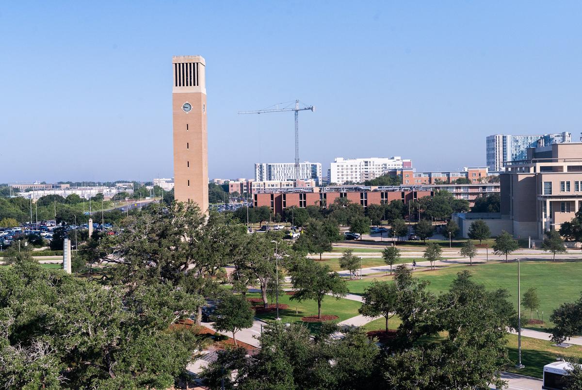 The Texas A&M bell tower on Wednesday, Aug. 21, 2024, in College Station.