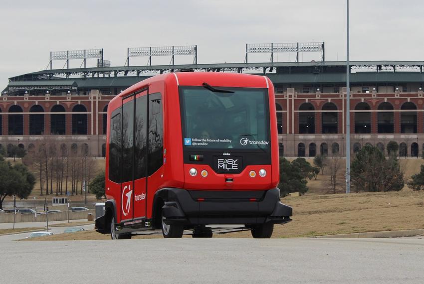 The Alliance for Transportation Innovation in February 2016 offered Texans trips in a driverless shuttle that maneuvered along a pre-programmed route in parking lots near Globe Life Park in Arlington.