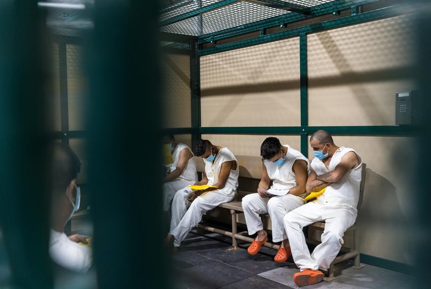 The migrant processing facility adjacent to the Val Verde County Sheriff’s Office in Del Rio on Oct. 26, 2021.