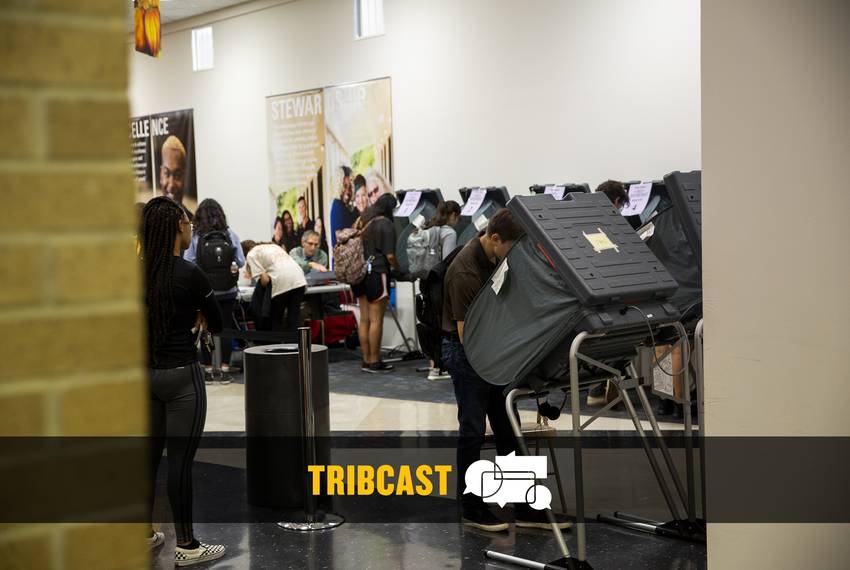 Voters line up to cast their ballot at the LBJ Student Center at Texas State University in San Marcos on Friday, Nov. 2, 2018.
