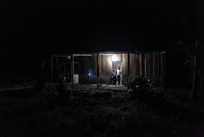 The Xol Bol home at night.