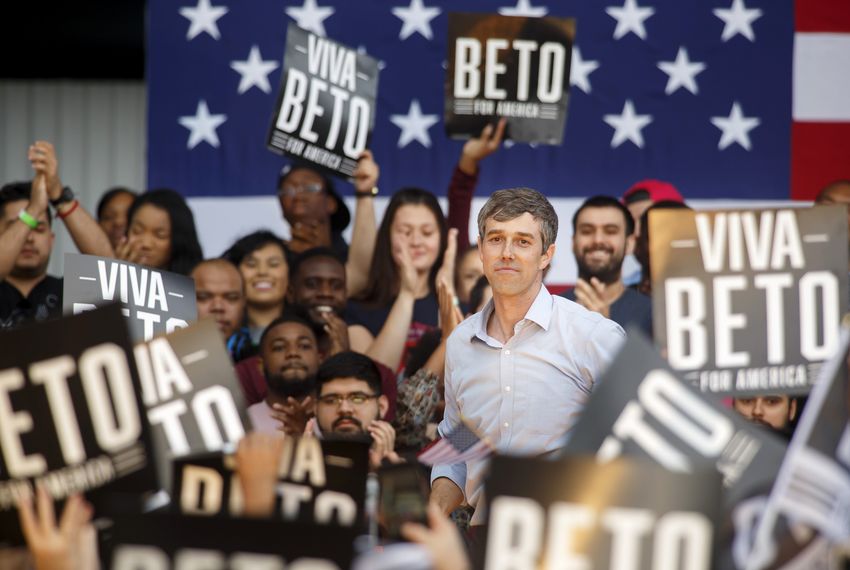 Beto O'Rourke speaks at Texas Southern University in Houston during his Presidential Campaign kick off on March 30.