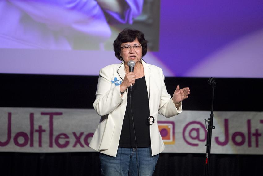 Democratic candidate for governor Lupe Valdez speaks at a Jolt the Vote event in Austin on April 29, 2018.