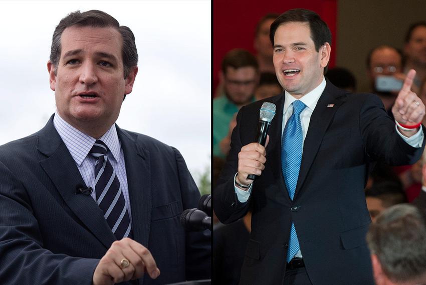 Republican presidential candidates and U.S. Senators Ted Cruz of Texas and Marco Rubio of Florida.