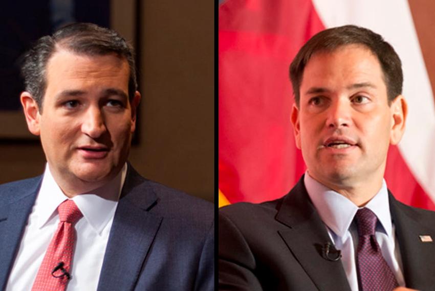 U.S. Senators and GOP presidential hopefuls Ted Cruz, left, and Marco Rubio.