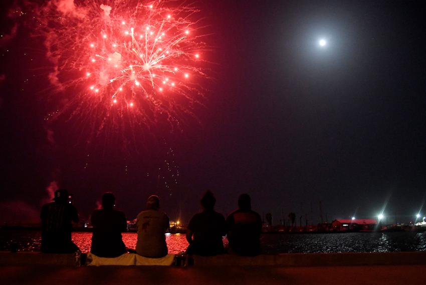 Aransas Pass hosts its Fourth of July fireworks display on Thursday, July 2, 2020, over Conn Brown Harbor. Attendees were encouraged to social distance and stay in their cars during the show.