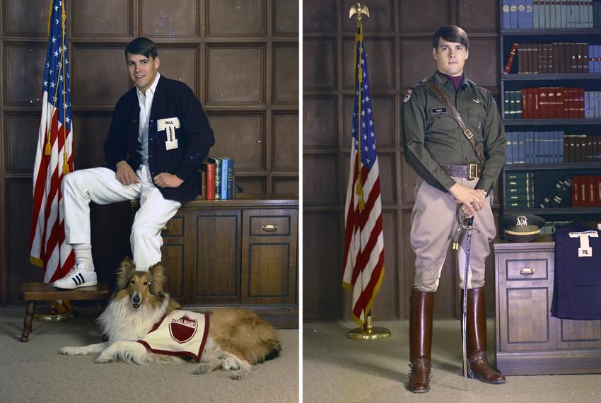 Rick Perry as a student and a cadet at Texas A&M University.