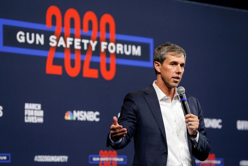 Then-presidential candidate and former Texas Congressman Beto O'Rourke responds to a question during a forum held by gun safety organizations in Las Vegas, Nevada, on Oct. 2, 2019.