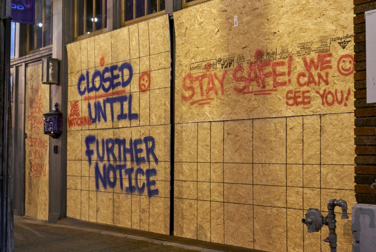 Closed businesses in the Deep Ellum area of Dallas on March 31, 2020.