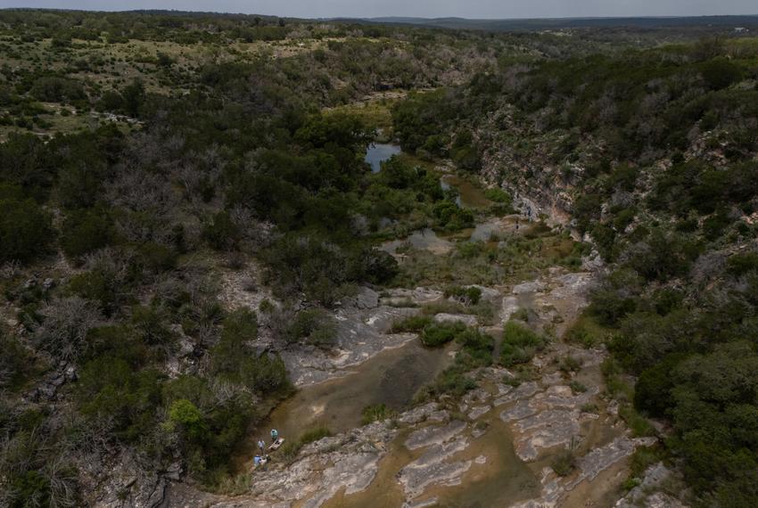 Texas Parks and Wildlife Department biologists and staff take part in an aquatic sampling survey at Yancey Creek in what will become Post Oak Ridge State Park, a newly acquired park near Lampasas, Texas, on Thursday, June 5, 2025. The park’s acquisition marks the first since $1 billion dollars were allocated to buy more land for the state parks system as part of the Centennial Parks Conservation Fund, approved by the state legislature in 2023. Before development can begin, survey teams collect samples and information regarding the environment and wildlife at the newly acquired land.