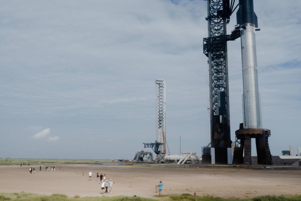 The SpaceX Starship on the launchpad ahead of the tenth flight test, in Starbase, Texas, on August 24, 2025.
