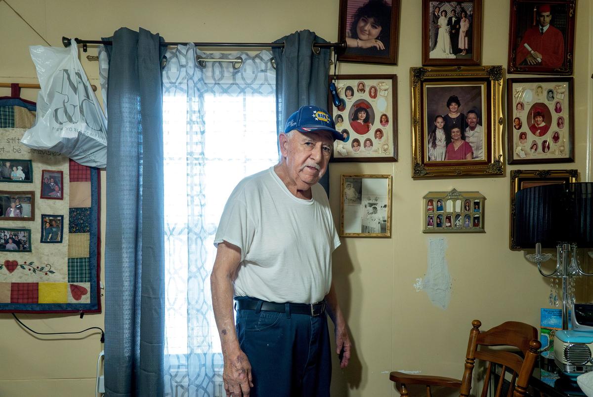 Eduardo Riojas, 84 was shot by a stray bullet from Mexico in 2021 that went through the wall of his house, pierced his hand, and went through his hip as he was sleeping in bed.