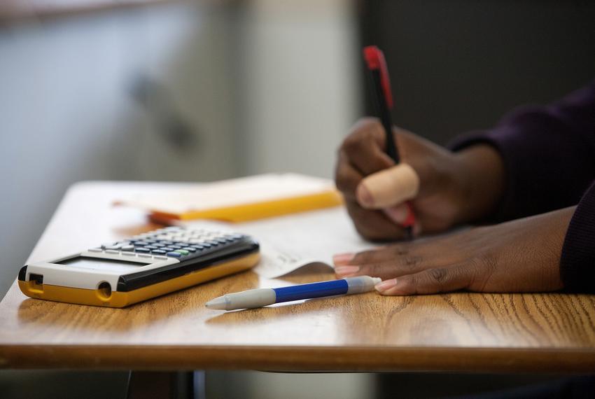 Hank Warner teaches a pre-advanced placement algebra course for ninth graders at Bowie High School in Austin.