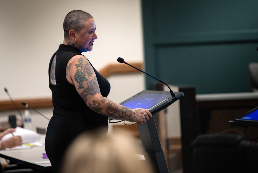 Kendra Kay speaks during public comment at the regular Amarillo City Council meeting on Sept. 23, 2025. (Courtesy | One Time Use Only.)