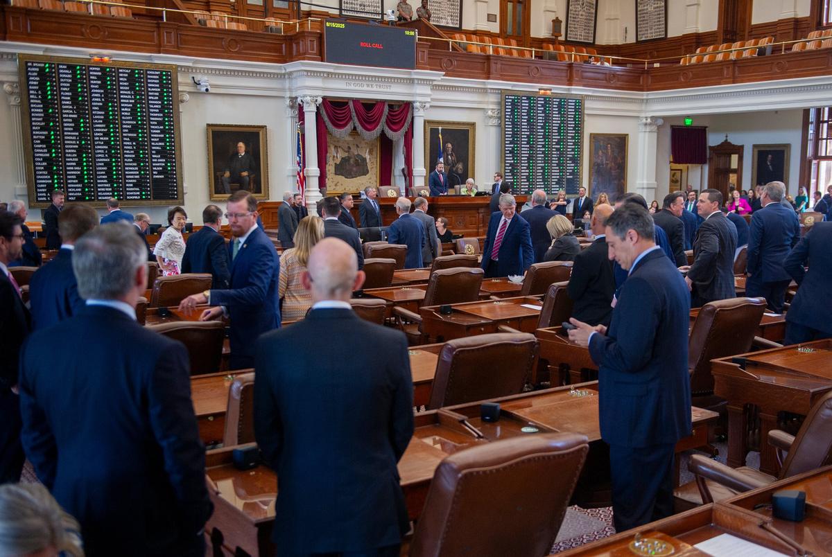 Texas House Representatives gather in the House Chambers as Speaker of the House Dustin Burrows calls to order the 89th legislative special session Friday, Aug. 15, 2025 in Austin, Texas.
