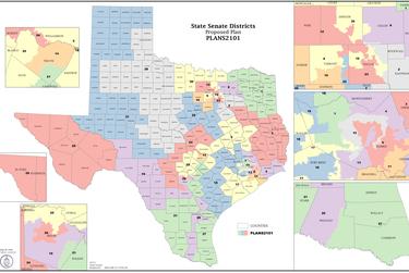 The first proposed new map of the Texas Senate.