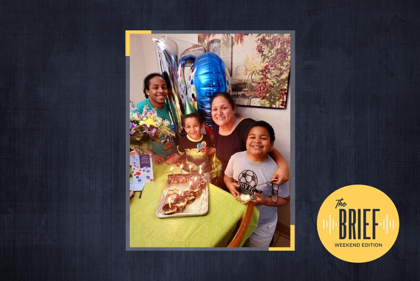 Anna Garza, 46, poses with her three children at their home in Weslaco. Garza is facing eviction if her unemployment benefits don’t come through soon.