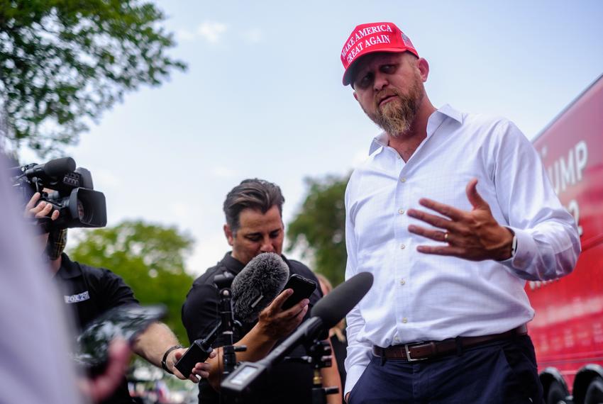 Trump supporters greeted campaign surrogates — former campaign manager Brad Parscale, senior adviser Katrina Pierson and Texas Lt. Gov. Dan Patrick — during a bus tour stop on Sept. 3, 2020 in San Antonio.