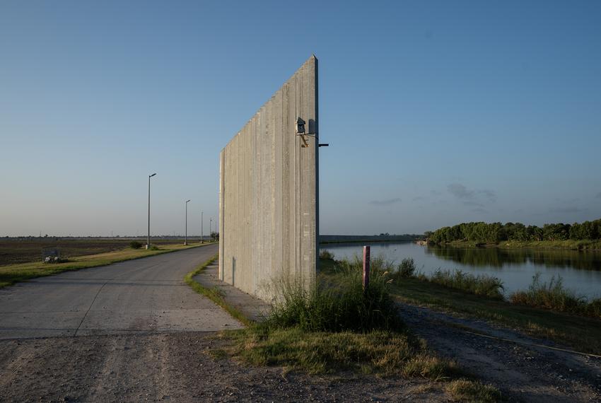 A private border wall that extends nearly three miles is seen in Mission, Texas on Aug. 9, 2024.