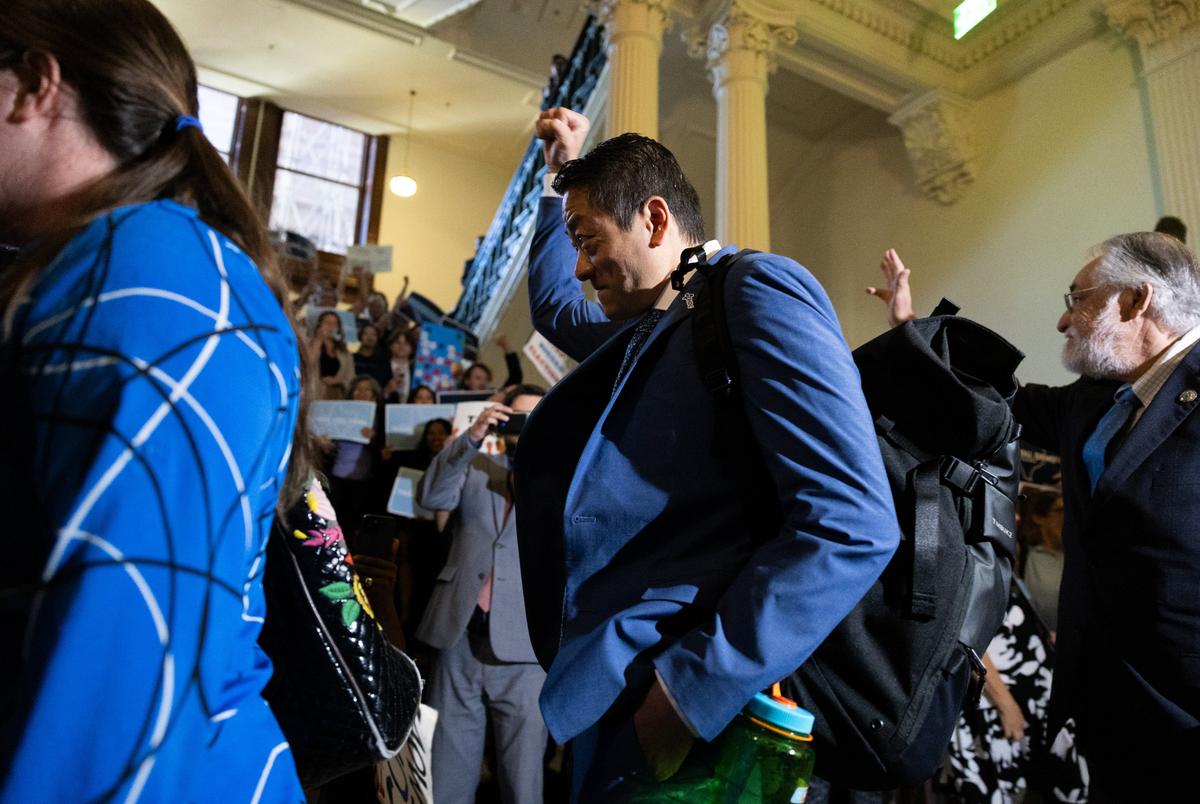 Rep. Gene Wu, D-Houston, walks into the Texas House on Aug. 18, 2025. Wu led the democrats in Chicago, where they fought to prevent redistricting in Texas.