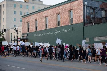 Demonstrators march in Tyler to protest the death of George Floyd. June 1, 2020. 