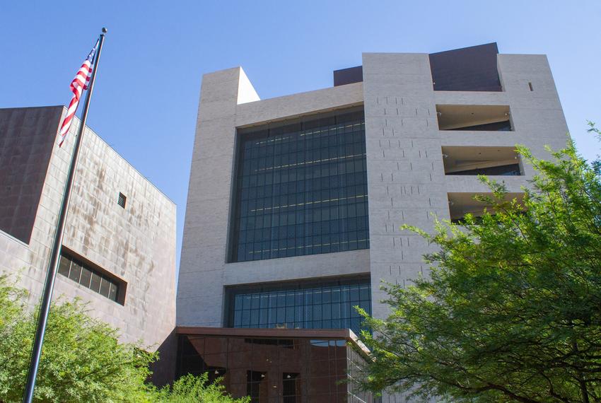 The Albert Armendariz Sr. U.S. Courthouse in El Paso on Oct. 1, 2025. A three judge panel is presiding over a nine day trial on whether Texas can use the newly redrawn congressional map for the upcoming 2026 elections.