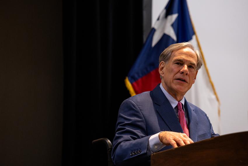 Gov. Greg Abbott speaks to law enforcement officials during a Southern Border Coalition event in Austin on April 29, 2025.