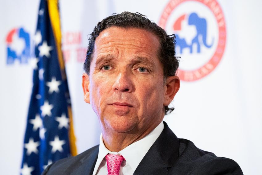 Tony Buzbee, the attorney representing suspended Attorney General Ken Paxton, speaks during a press conference at the Travis County Republican Party suite in Austin on June 7, 2023.