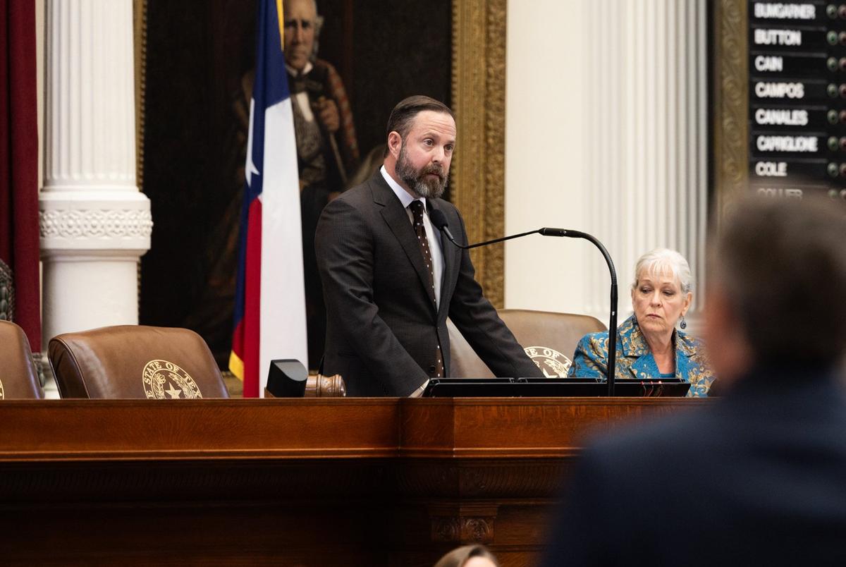 House Speaker Dustin Burrows, R-Lubbock, speaks on the floor of the Texas House on Aug. 18, 2025, two weeks after democrats walked out during the middle of the special session.