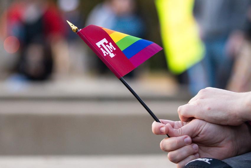 Students and supporters gather on campus to protest the Texas A&M University Board of Regents' decision on Draggieland in College Station, TX, on Wednesday, March 6, 2025.