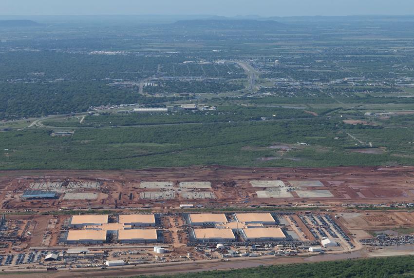 An aerial view shows construction underway on a Project Stargate AI infrastructure site, a collaboration between three large tech companies – OpenAI, SoftBank, and Oracle - in Abilene, Texas, U.S., April 23, 2025.