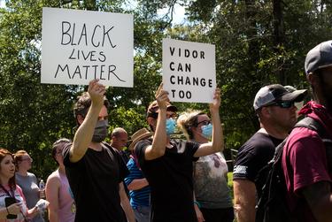 Protesters march in memory of George Floyd in Vidor on June 06, 2020. Organizers of the rally in Vidor, historically known as a 