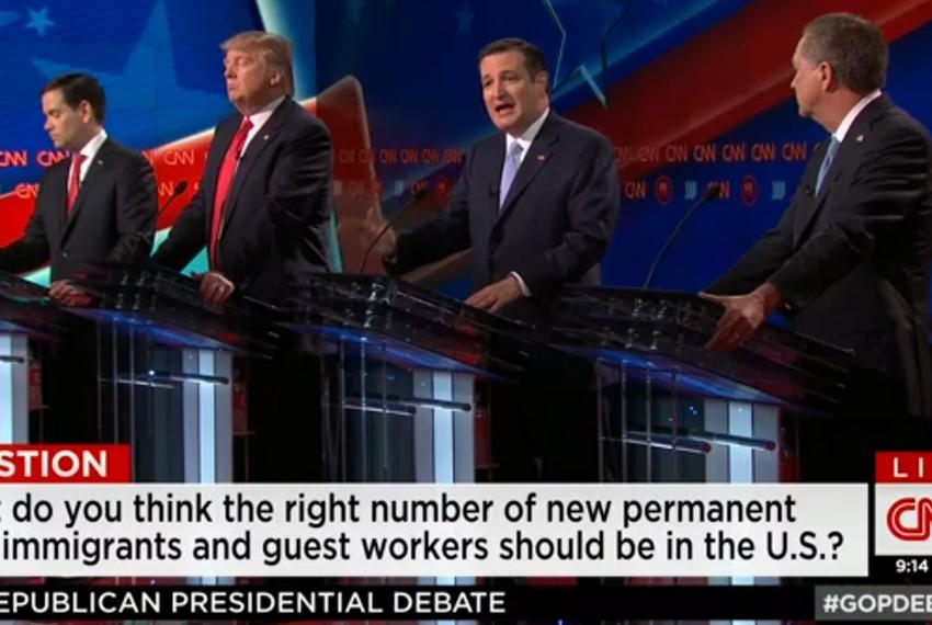 The remaining four presidential contenders at the GOP debate in Miami, Florida on March 10, 2016.