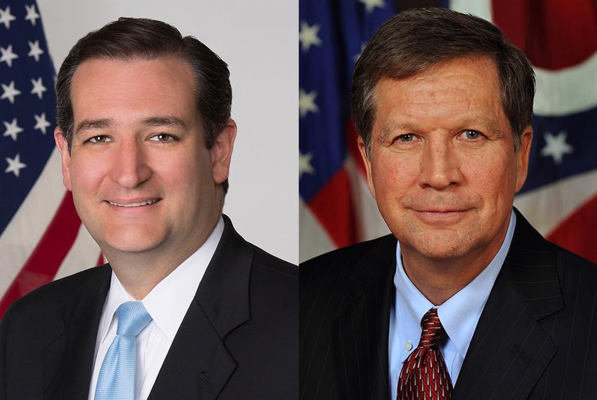 U.S. Sen. Ted Cruz (l) and Ohio Gov. John Kasich