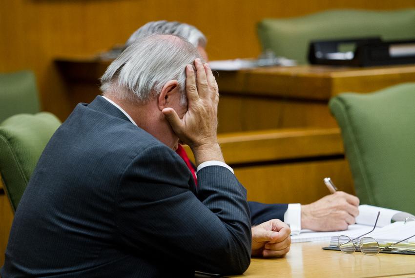 Williamson County State District Judge and former prosecutor Ken Anderson at the first hearing in the court of inquiry investigating his role in the 1987 wrongful conviction of Michael Morton