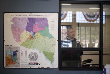 Todd Stallings poses for a portrait at the elections office in Nacogdoches on Oct. 3, 2022.