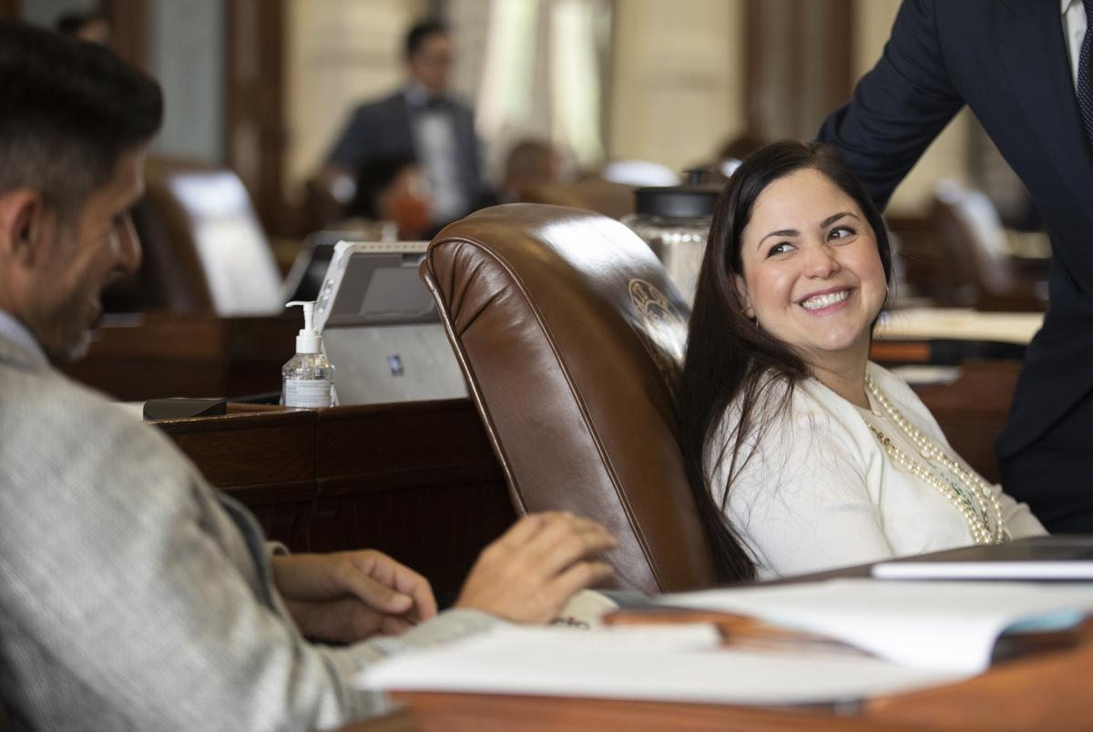 State Rep. Ana Hernandez, D-Houston, on the House floor on May 7, 2021.